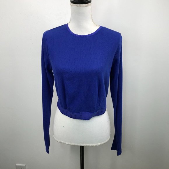 SAVAGE X FENTY Blue Long Sleeve Scoop Back Cropped Sleepwear Top NWT Size 2X - Picture 1 of 11